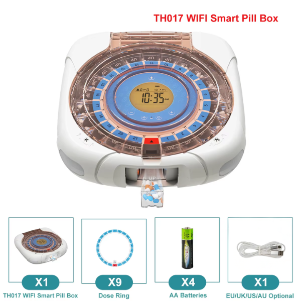 WiFi Automatic Pill Dispenser with 21 Compartments and Remote Setup
