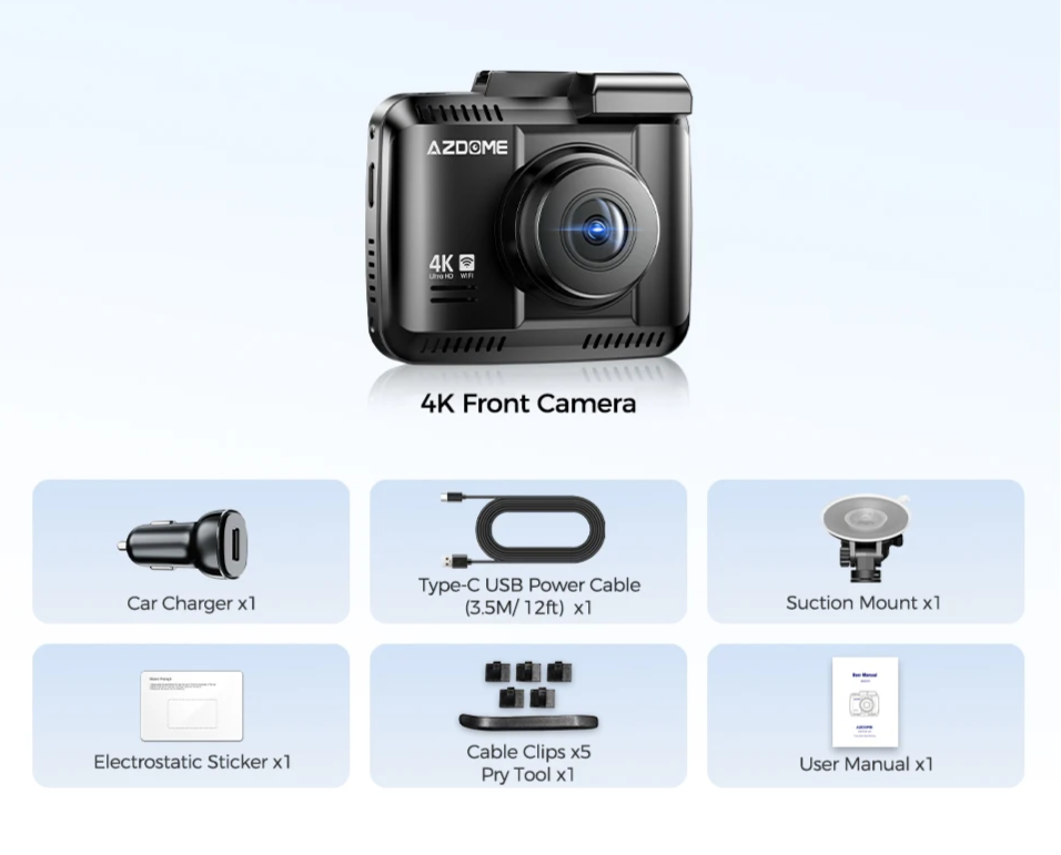 4K Dash Cam with GPS Wi-Fi and 64GB Card