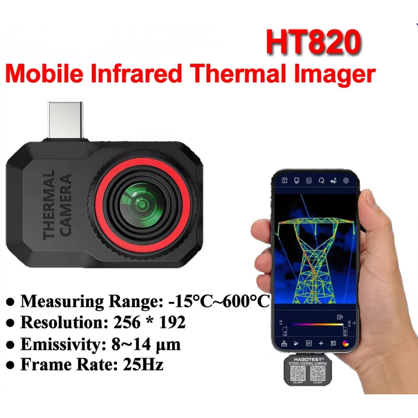 Infrared Thermal Camera for Android with High Low Temp Tracking