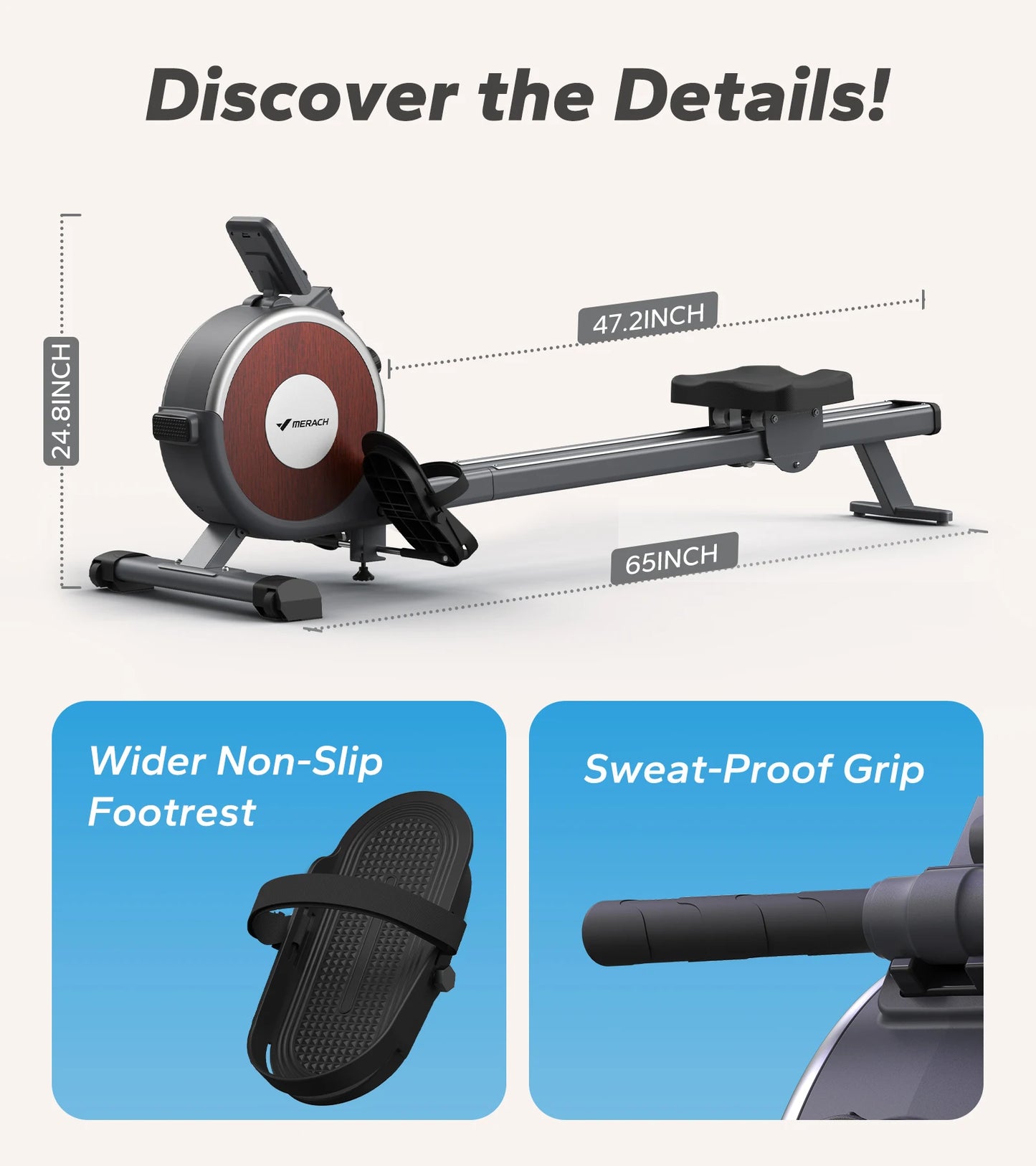 16 Level Magnetic Rowing Machine Dual Slide Rail
