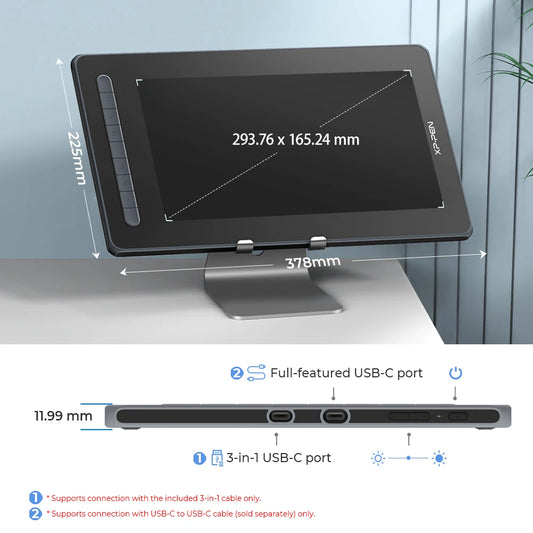 Portable 13.3 Inch Drawing Tablet with 9 Shortcut Keys
