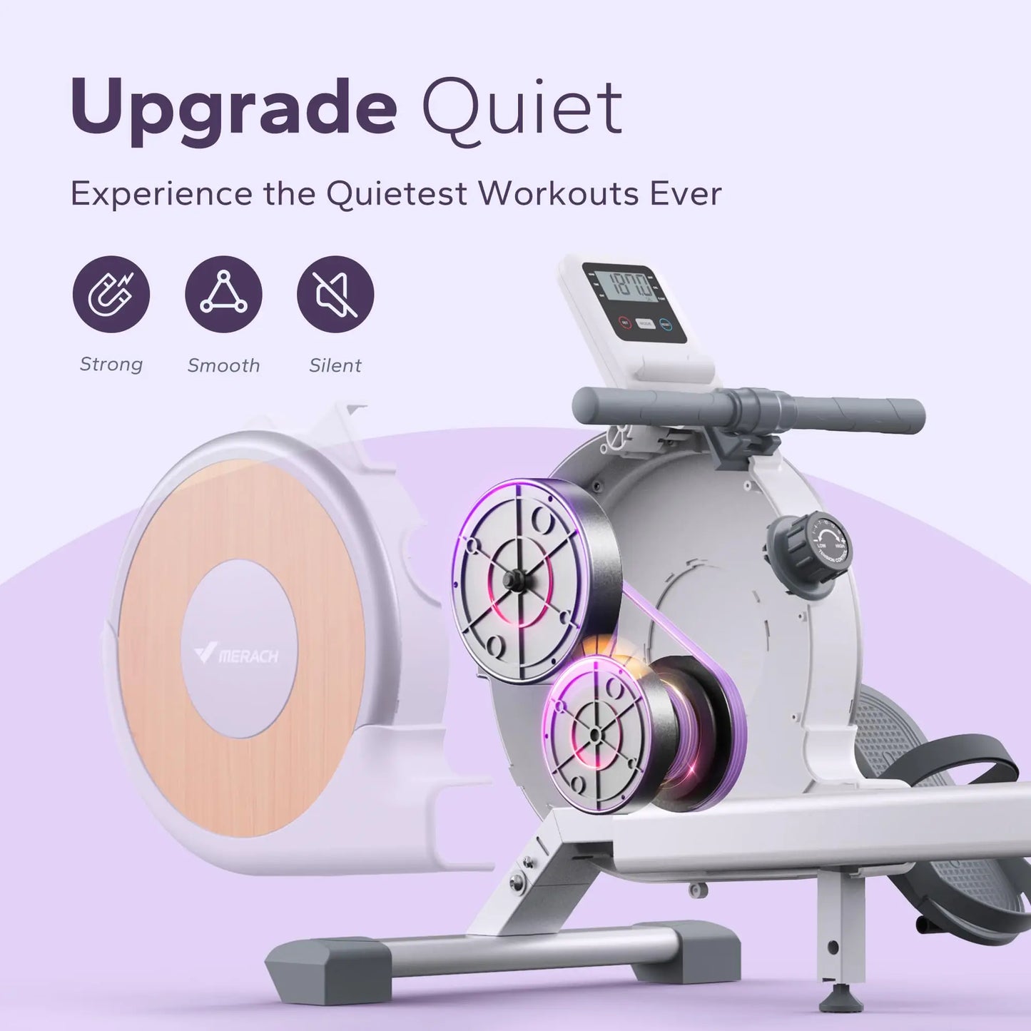 Quiet Magnetic Rower Dual Rail 350lb Capacity