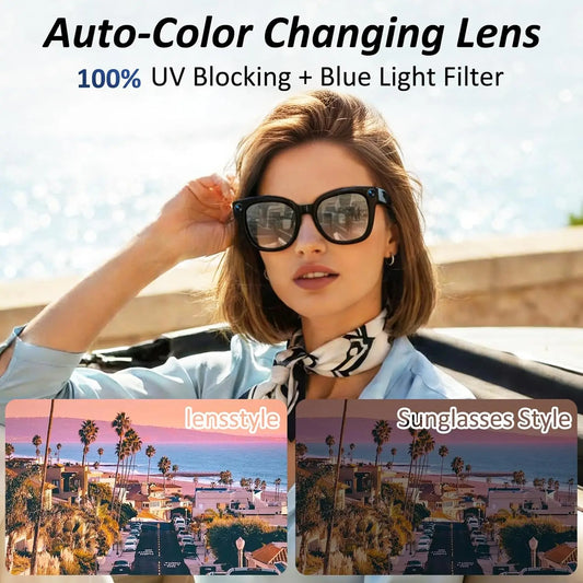 Black Smart Glasses Blue Light 3600mAh Camera