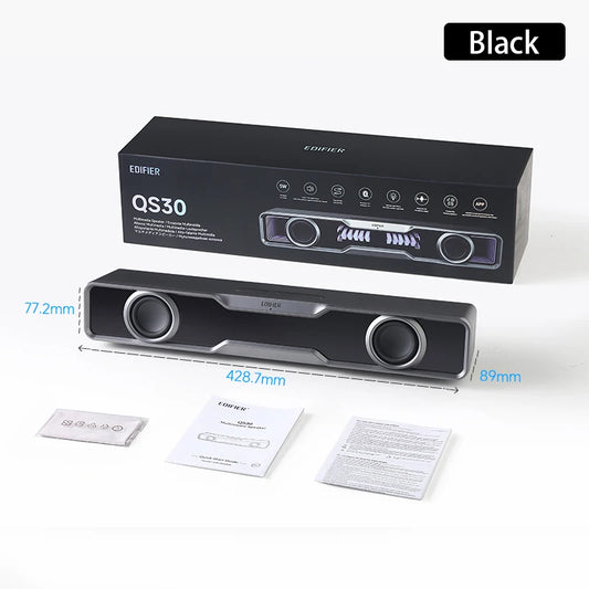Black RGB USB Soundbar with Subwoofer and Microphone