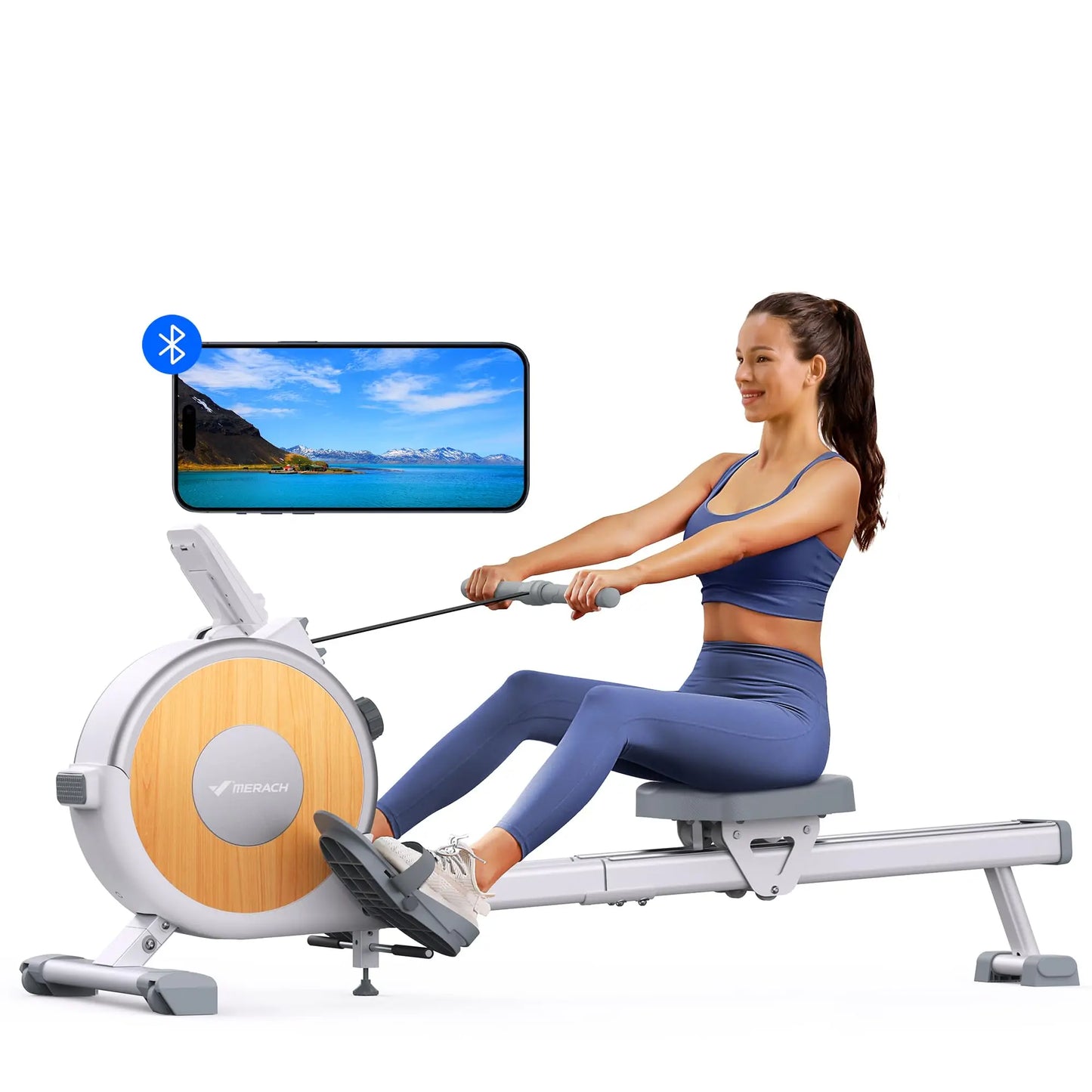 Magnetic Rowing Machine 16-Level Quiet Resistance Dual Rail