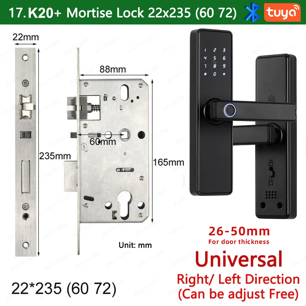 Biometric Smart Door Lock IC Card Password 22x235mm