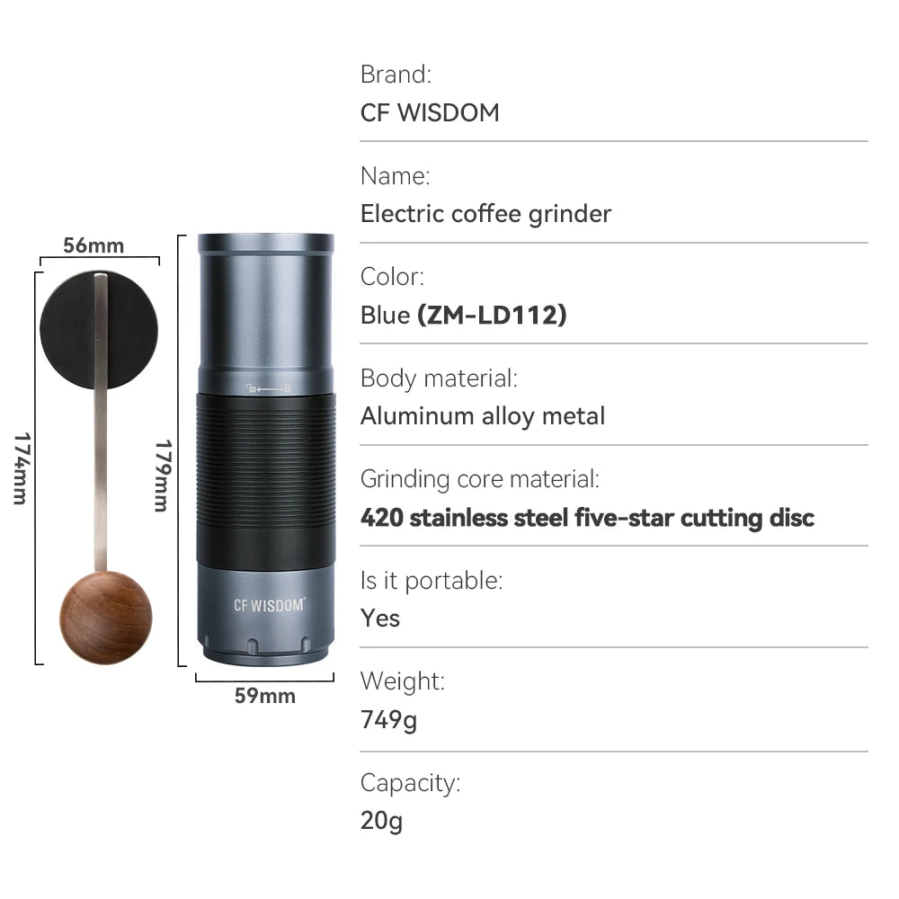 Portable Coffee Grinder with Built In Bean Container