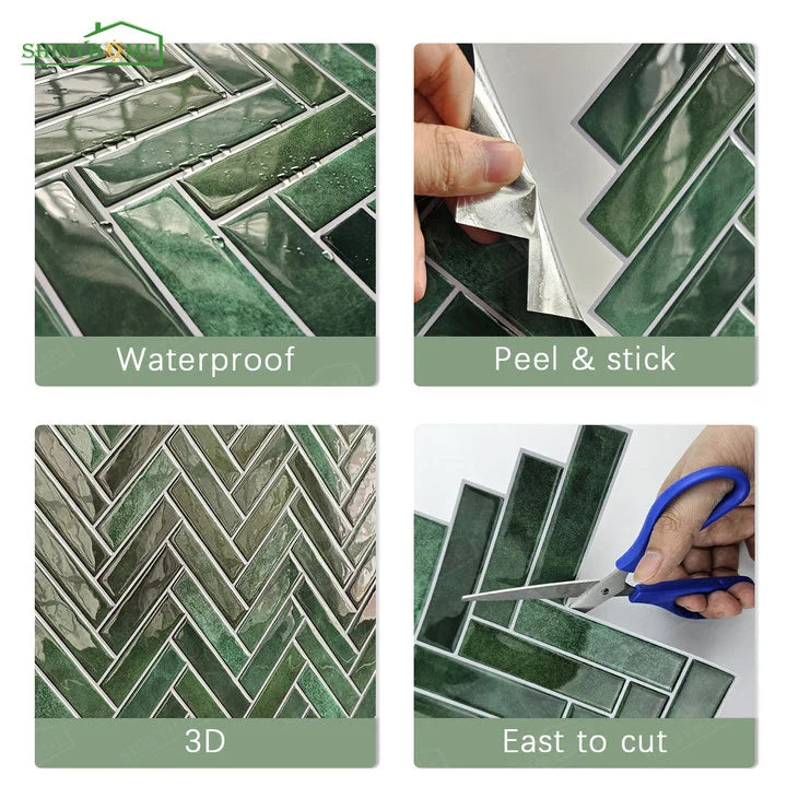 30 PCS Kitchen and Bathroom Tile 3D Heat Proof DIY Ready