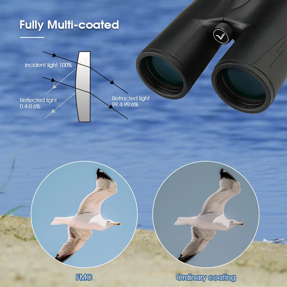 10x42 HD Waterproof Binoculars with Bak4 Prism for Wildlife Viewing
