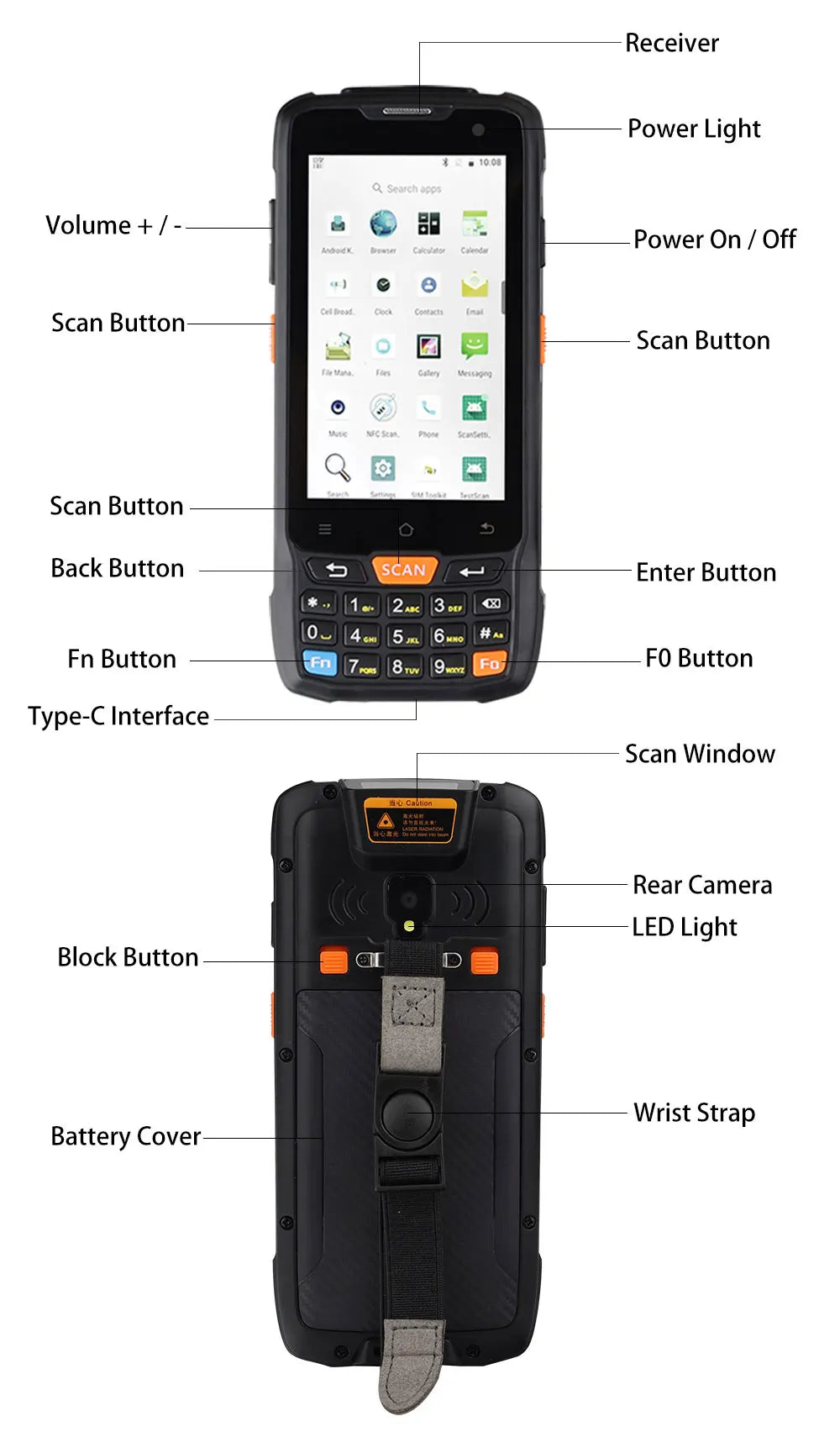 4 Inch RFID NFC 1D Android Barcode Scanner PDA