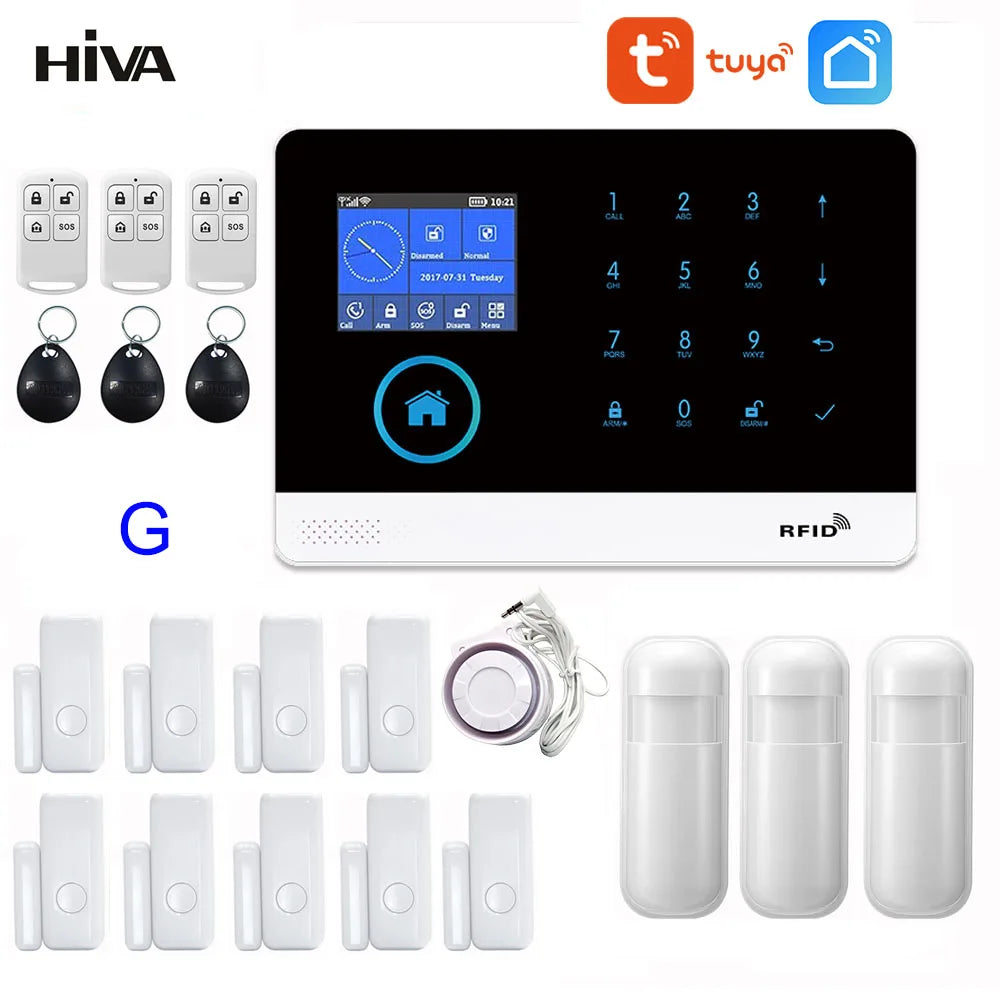 Home Security System 3 PIR 3 RFID 9 Doors