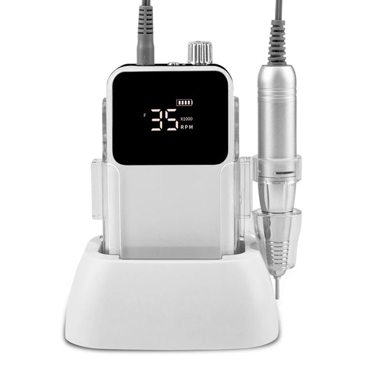 Rechargeable Silver Nail Drill 35000RPM Manicure and Pedicure