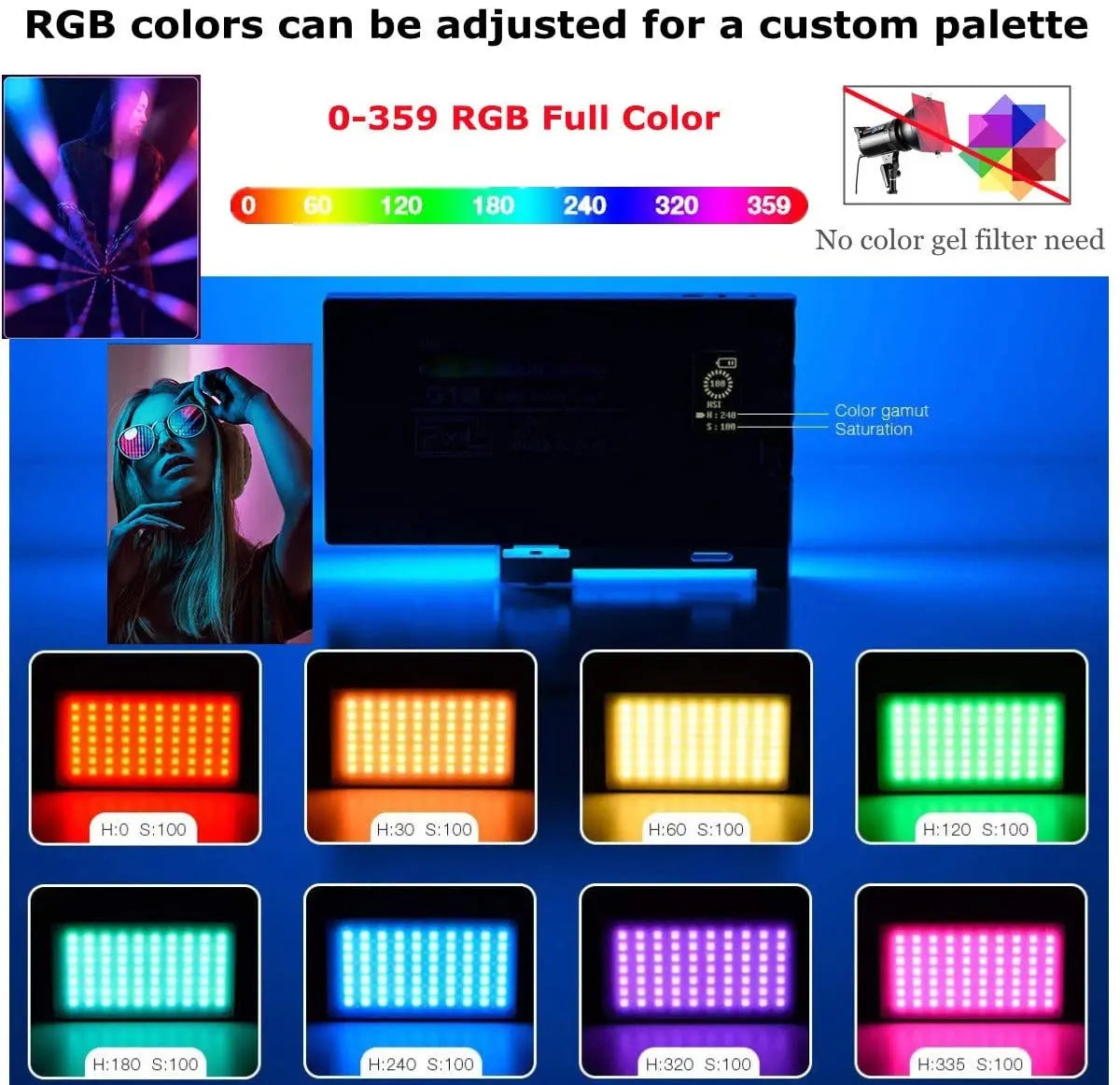 G1S RGB LED Video Light Kit 1 for Photography