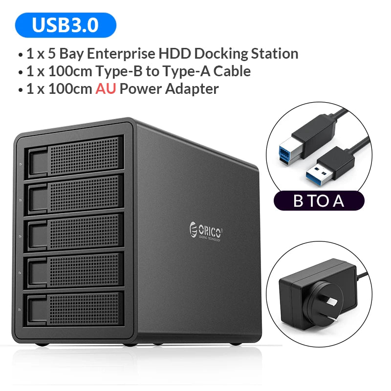 USB 3.0 5 Bay HDD Dock for Mining Storage