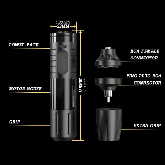 Cordless Tattoo Pen Kit Gray 40 Tattoo Needles