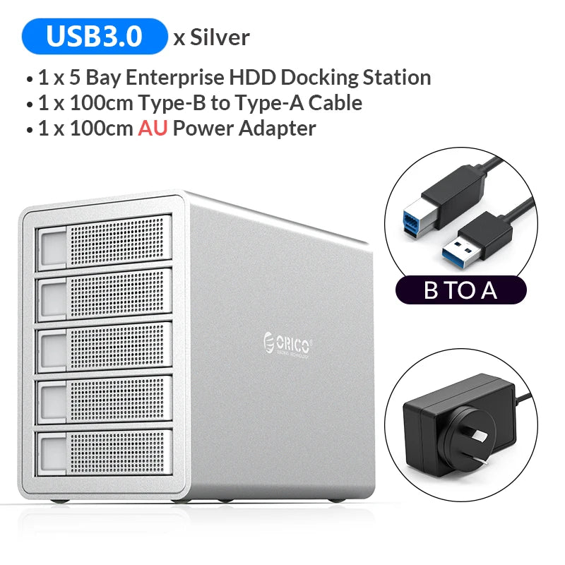 5 Bay HDD Dock USB 3.0 Dual-Chip 150W