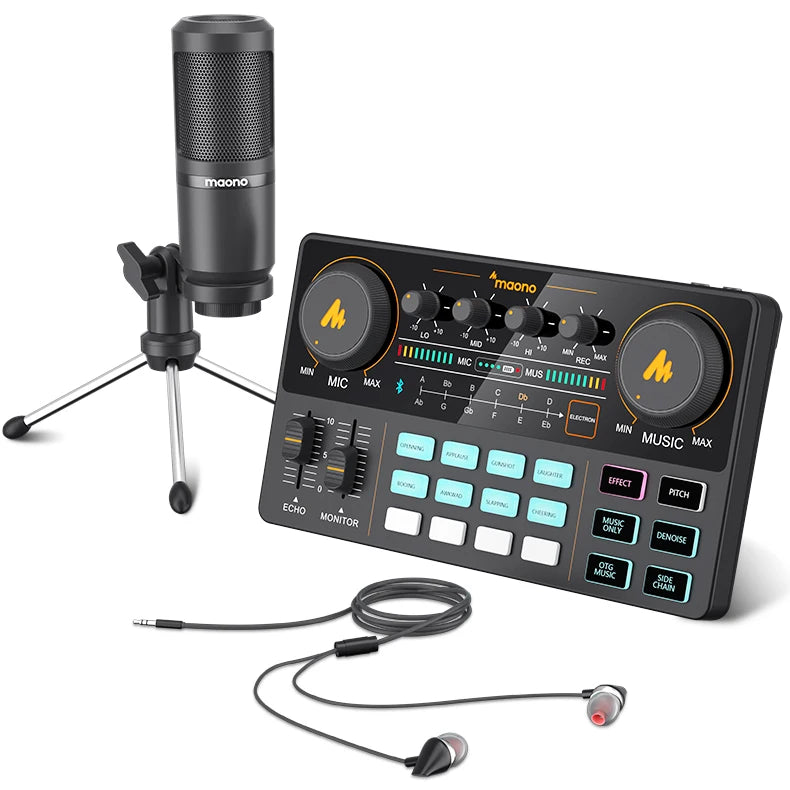 Audio Interface Podcast Mixer Kit with Microphone