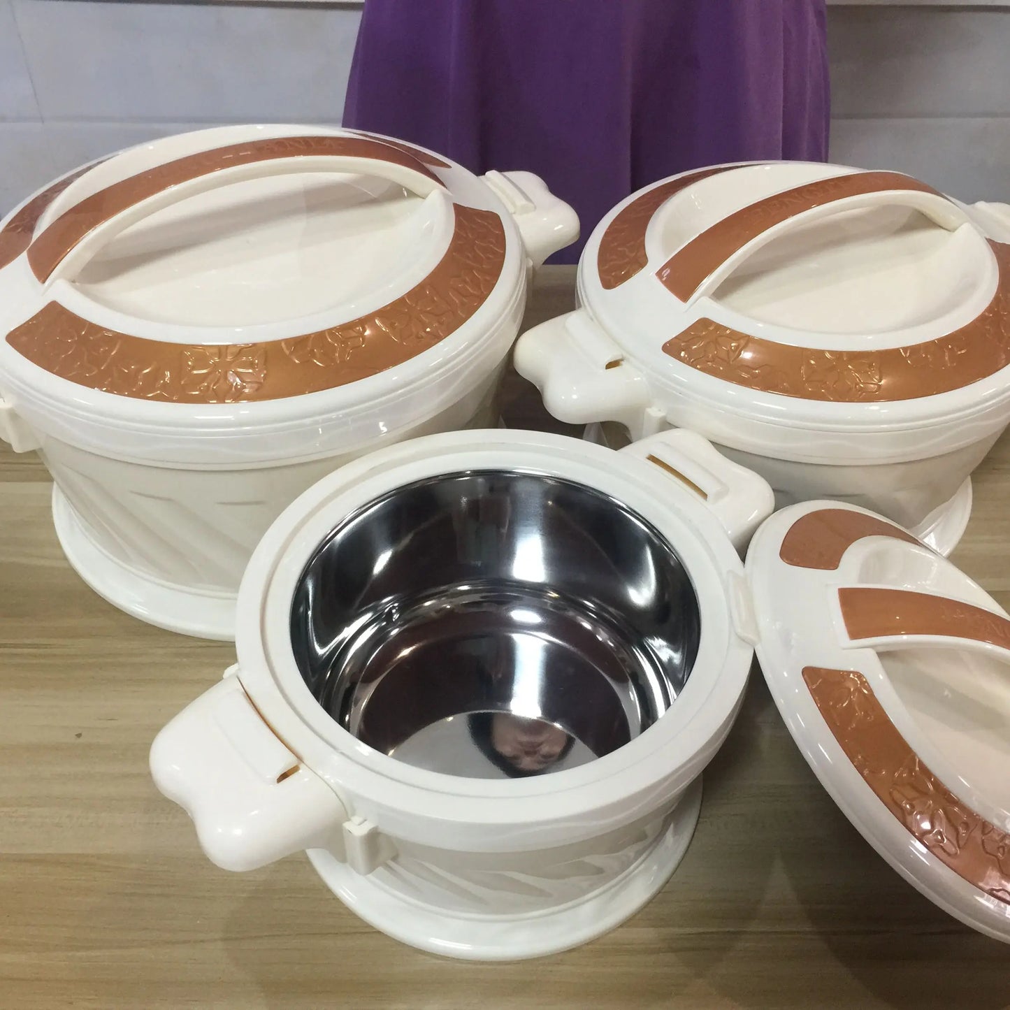 Large Capacity Thermal Rice Bucket Set White