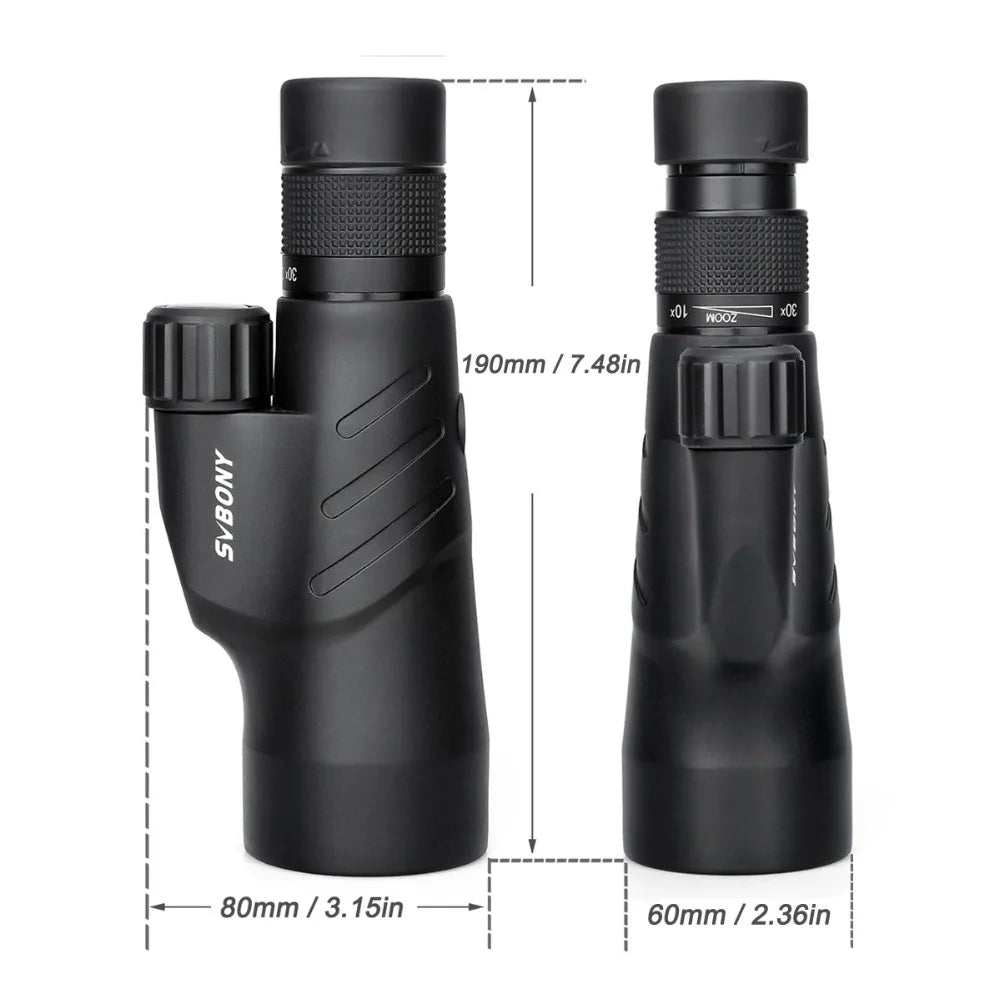 High Power 10 to 30x50 Monocular with BAK4 Prism