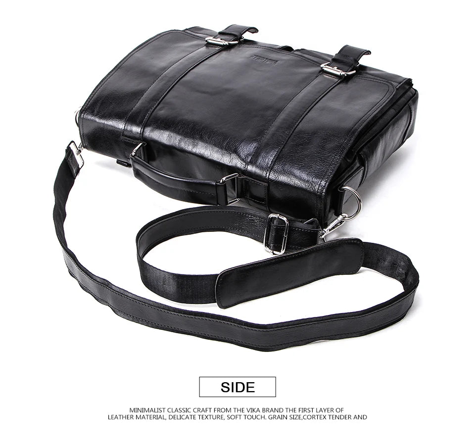 Luxury Leather Business Handbag with Shoulder Strap
