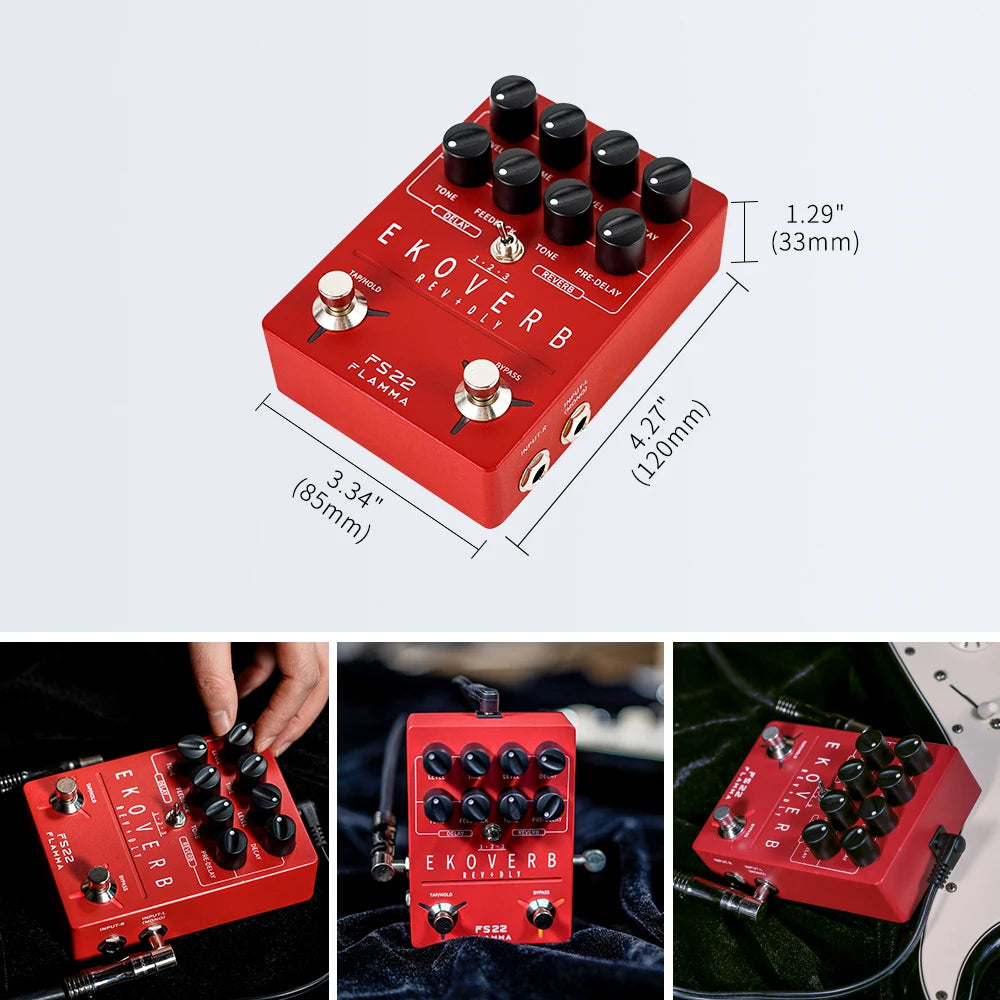 Dual Reverb Delay Pedal with Freeze and Trail Function