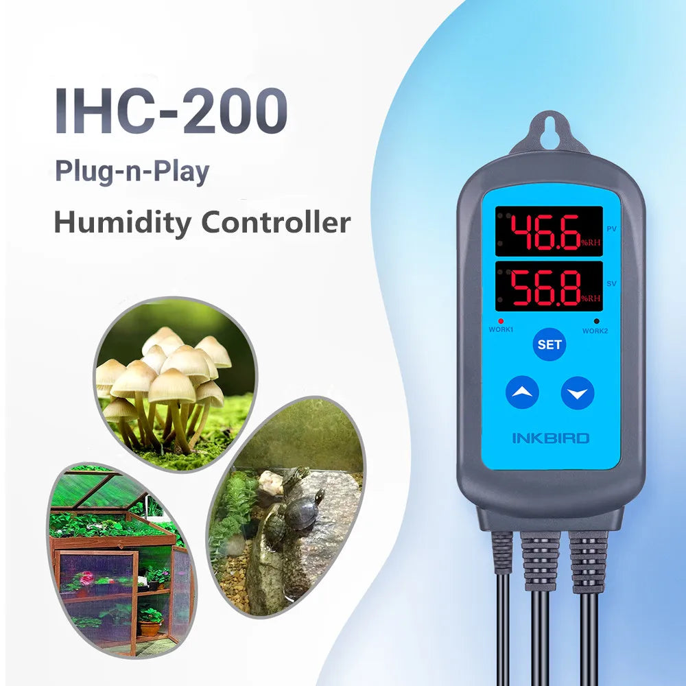 Dual Digital Temperature Humidity Controller with Heating Cooling