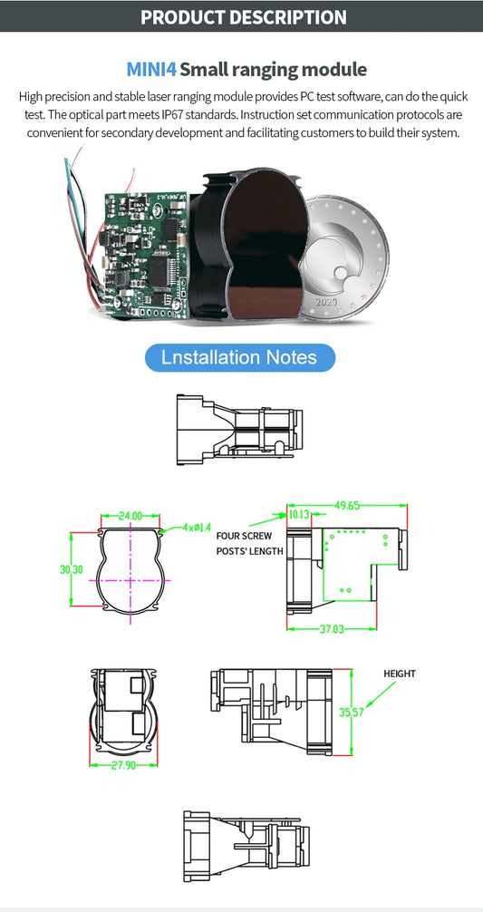 Mini Laser Distance Sensor 1600M Smart Rangefinder Module