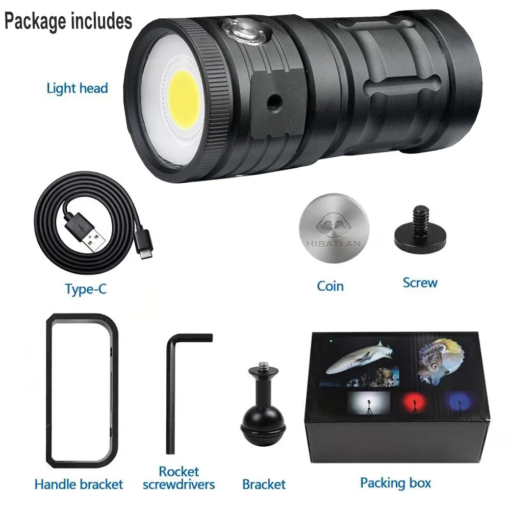 18000 Lumen LED Diving Flashlight Waterproof Tactical Torch