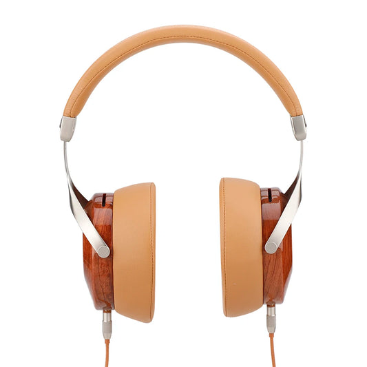 Brown Wooden Closed-Back Audiophile Headset