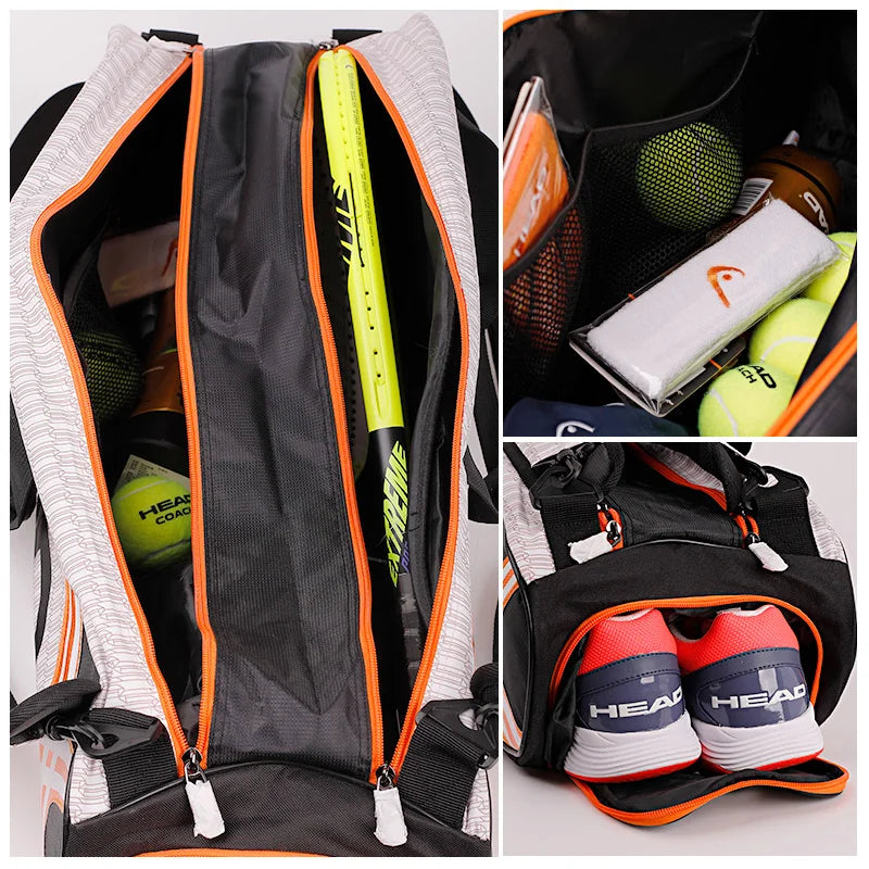Large Tennis Racket Bag 6–9 Rackets with Shoe Compartment
