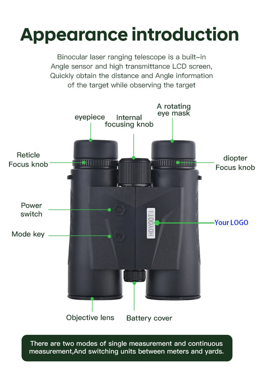 10x42 Hunting Binoculars 1500m Range Waterproof Khaki