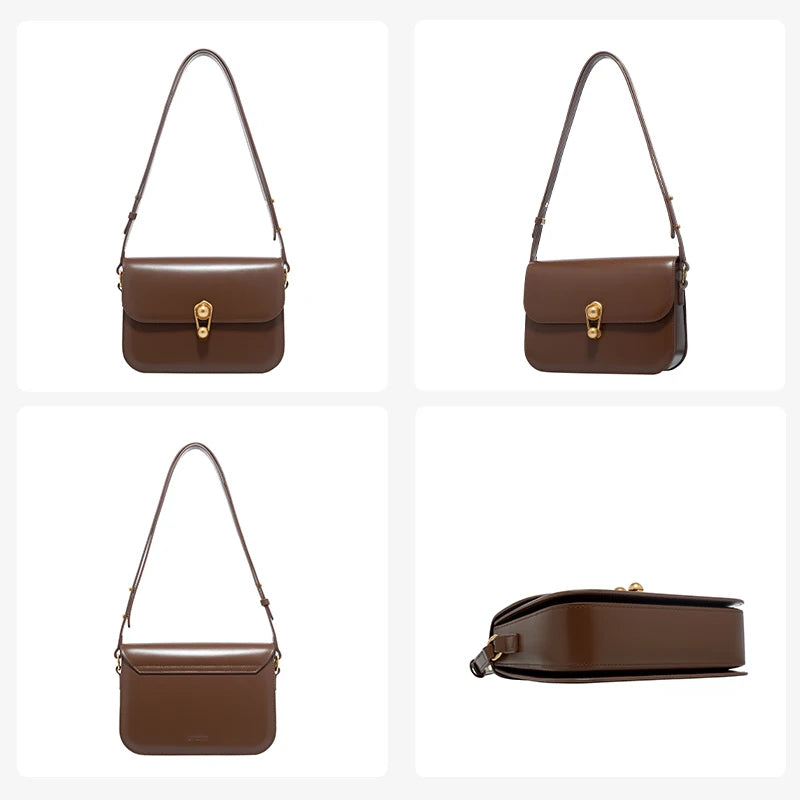 Brown Split Leather Designer Tote Handbag