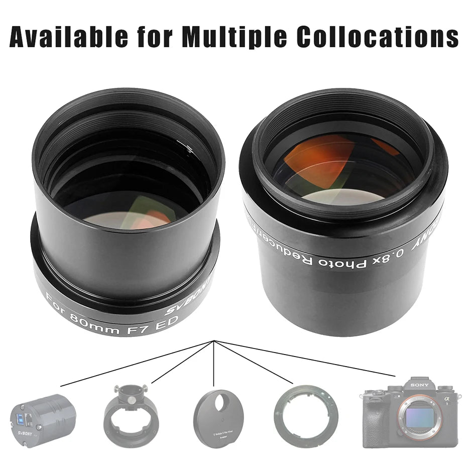 0.8x Field Flattener Focal Reducer for 80mm ED Telescopes