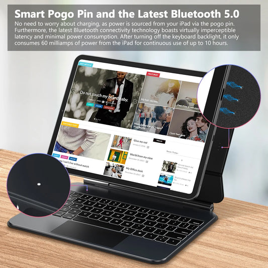iPad Pro 11 Inch Keyboard Case with Pass-Through Charging