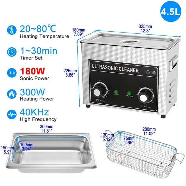 Heavy Duty 4.5L Ultrasonic Cleaning Machine for Deep Cleaning