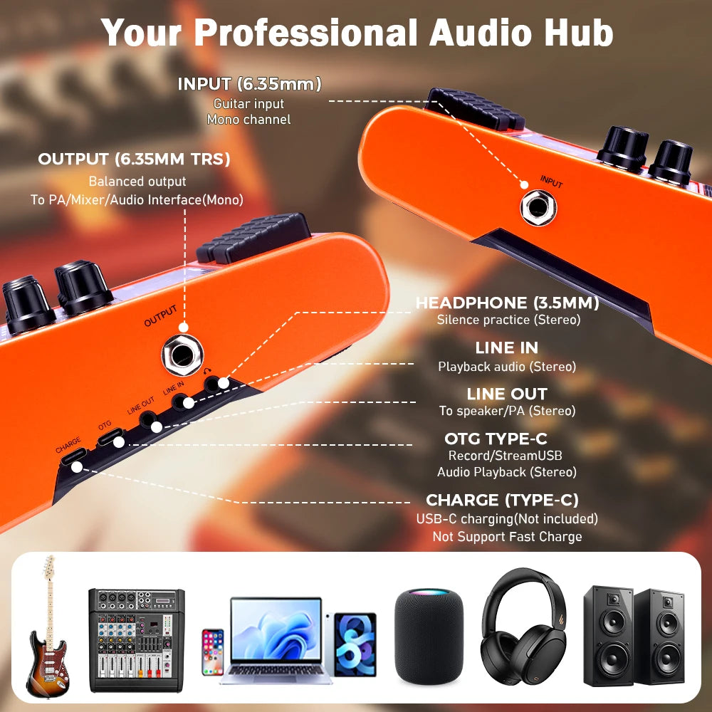 Portable 10W Guitar Amplifier Bluetooth Pink