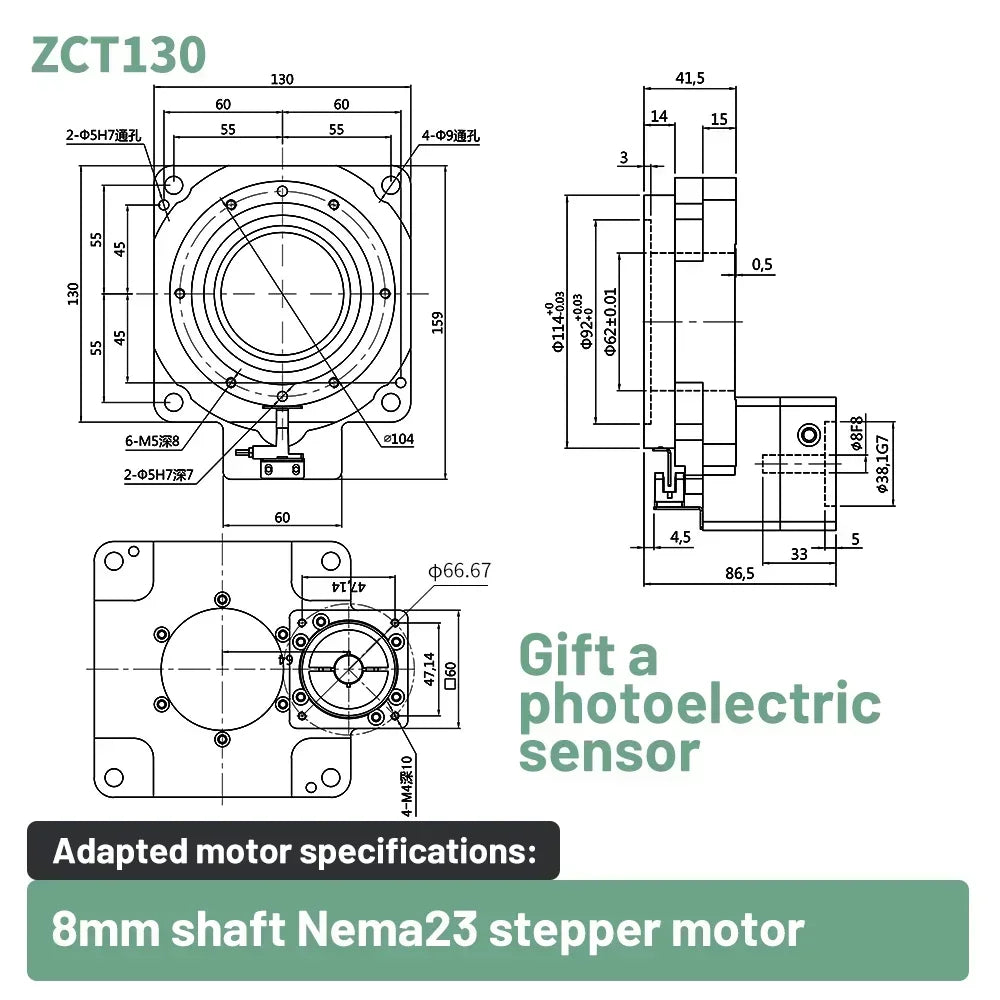 Precision CNC Hollow Rotary Table Stepper 8mm Shaft