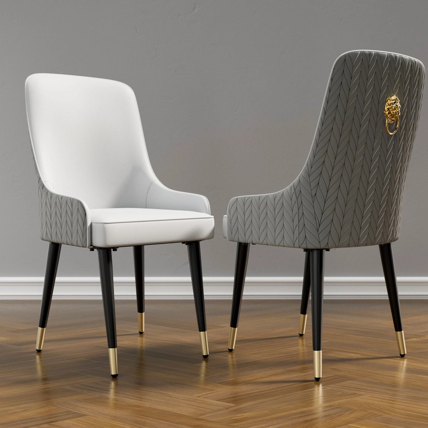 Modern PU Leather Dining Chairs Set of 2 with Metal Legs