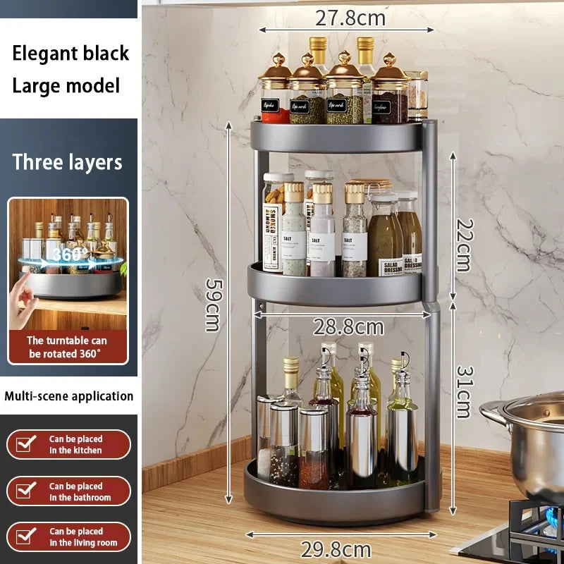 Grey 3-Layer 360° Kitchen Cabinet Organizer