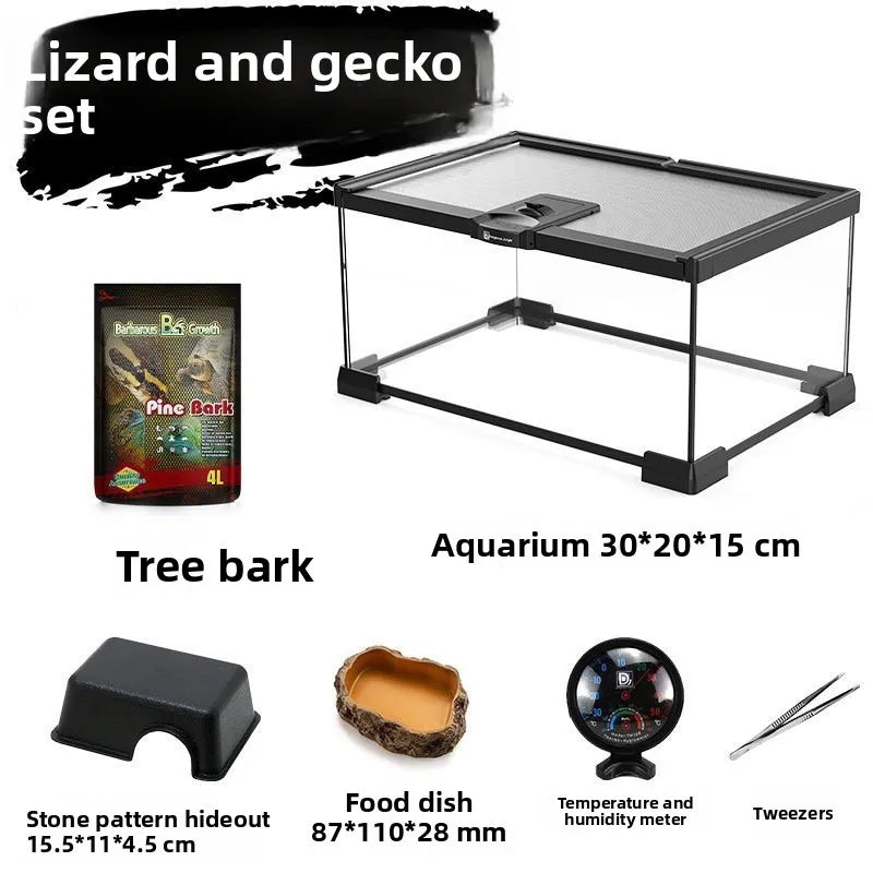 Glass Gecko Terrarium Tank Desktop Reptile Amphibian Pet Cage