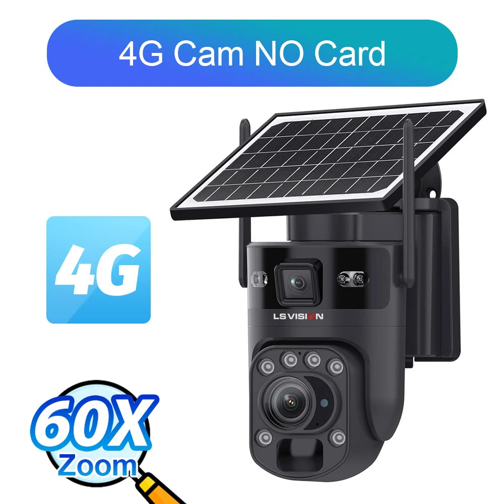 4G Solar CCTV Camera 60X Optical Zoom