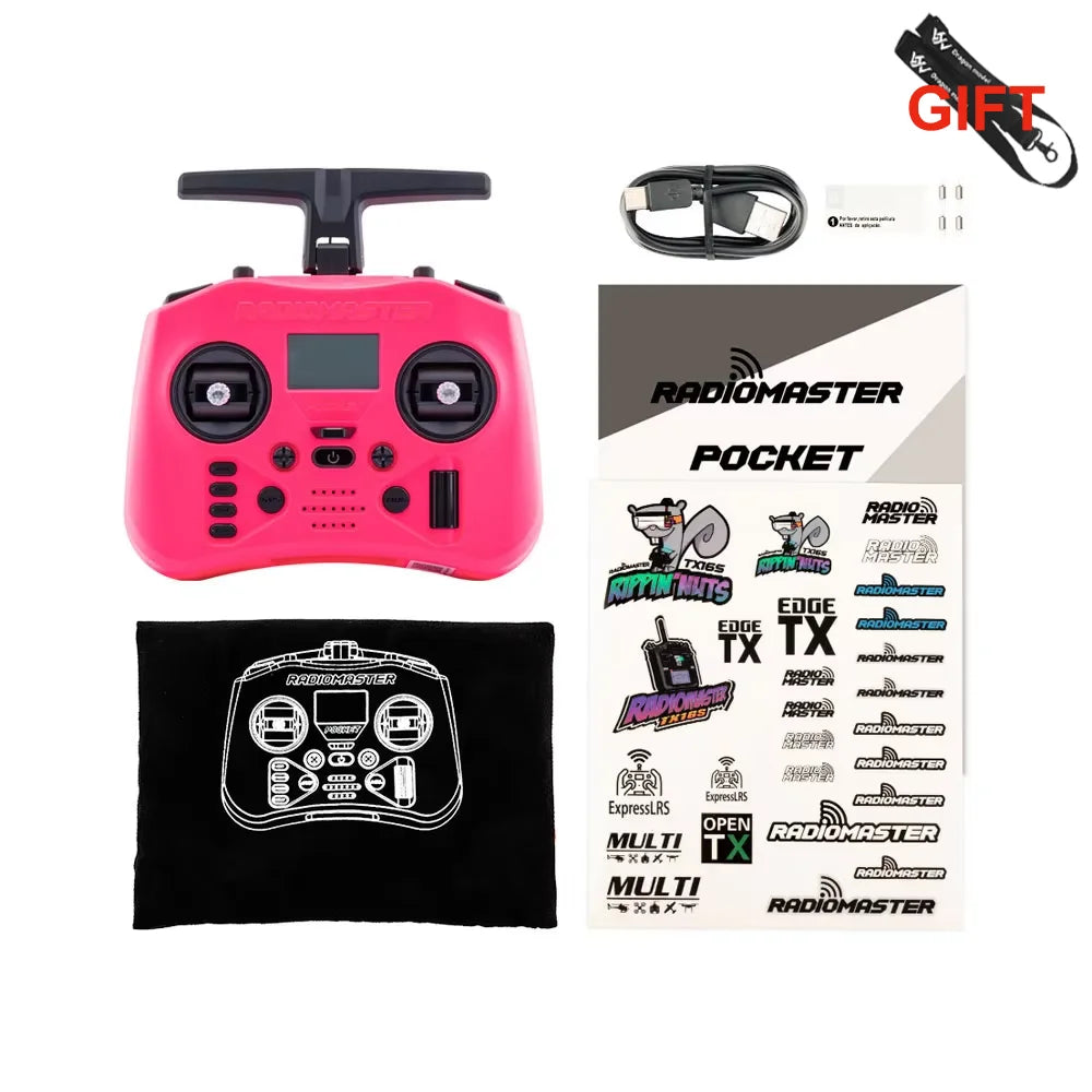 Portable 2.4GHz ELRS Remote Controller with Hall Gimbals Pink