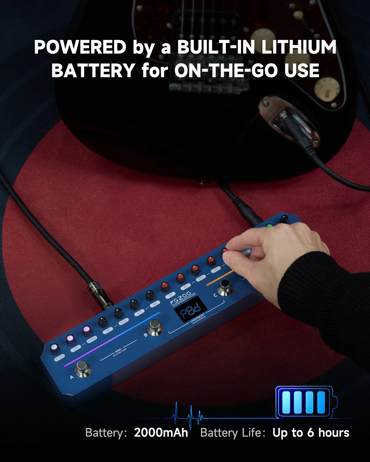 Compact Multi-Effects Guitar Processor with Presets and Amp Sims