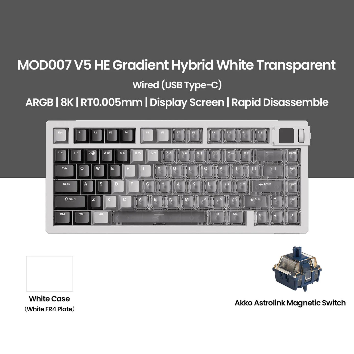 75% RGB Gaming Keyboard 8K Rapid Trigger Display