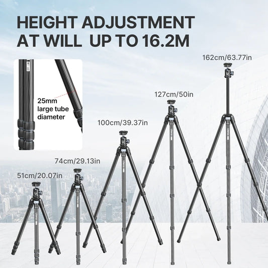 Carbon Fiber Travel Tripod with Horizontal Extension Rod