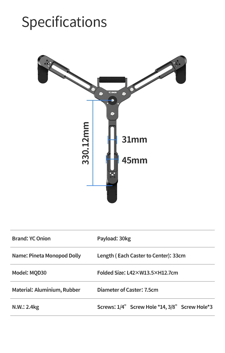 Monopod Dolly with Quick Release Knob for Tripod
