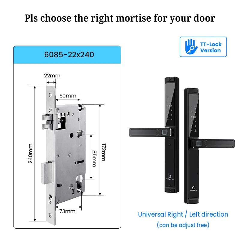 Smart Fingerprint Gate Lock Waterproof Double-Sided