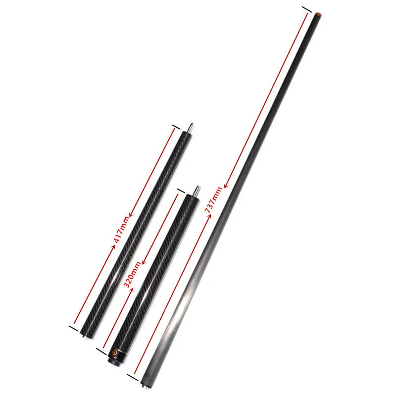 3pc Billiard Cue 12.9mm Tip Carbon Fiber Break Jump 147cm