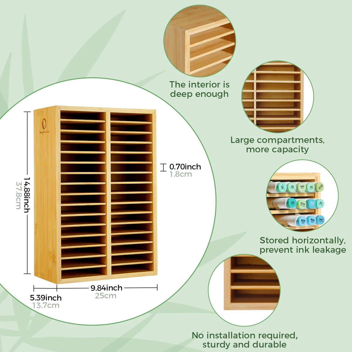 Bamboo Pen and Pencil Organiser for Art Supplies and Stationery