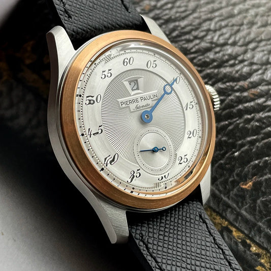 Men’s Vintage Jump Hour Automatic Watch Salmon Dial White
